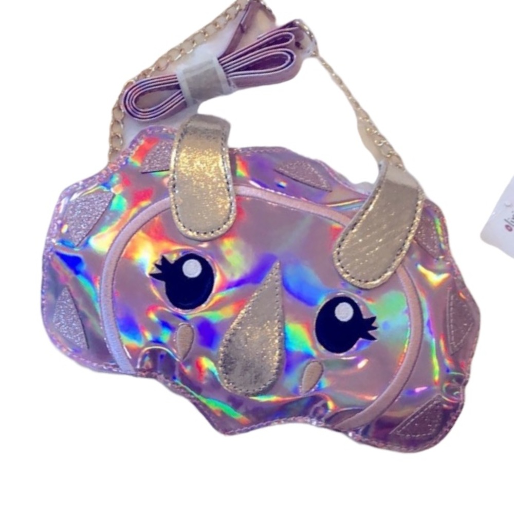 Pink Iridescent Triceratops Dinosaur Crossbody Purse, NWT